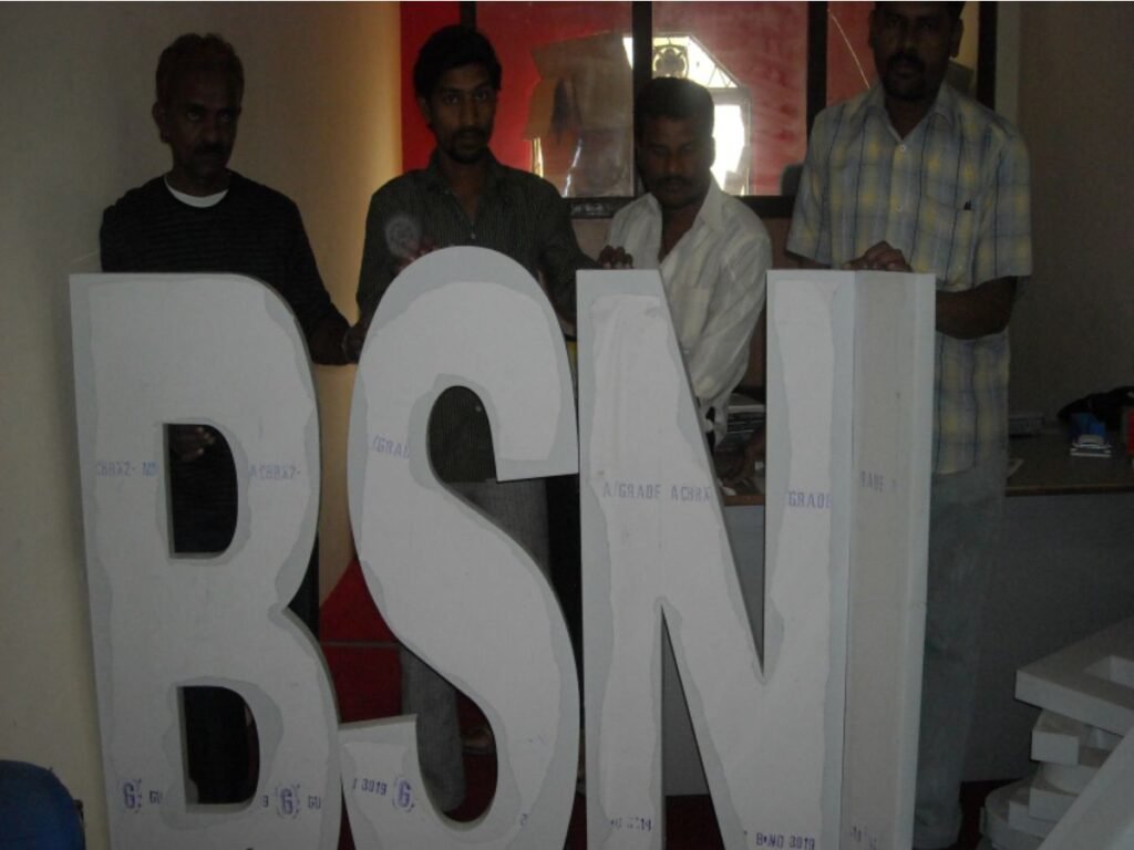 Large 3D acrylic letters for premium LED sign board fabrication in Hyderabad, Kukatpally.