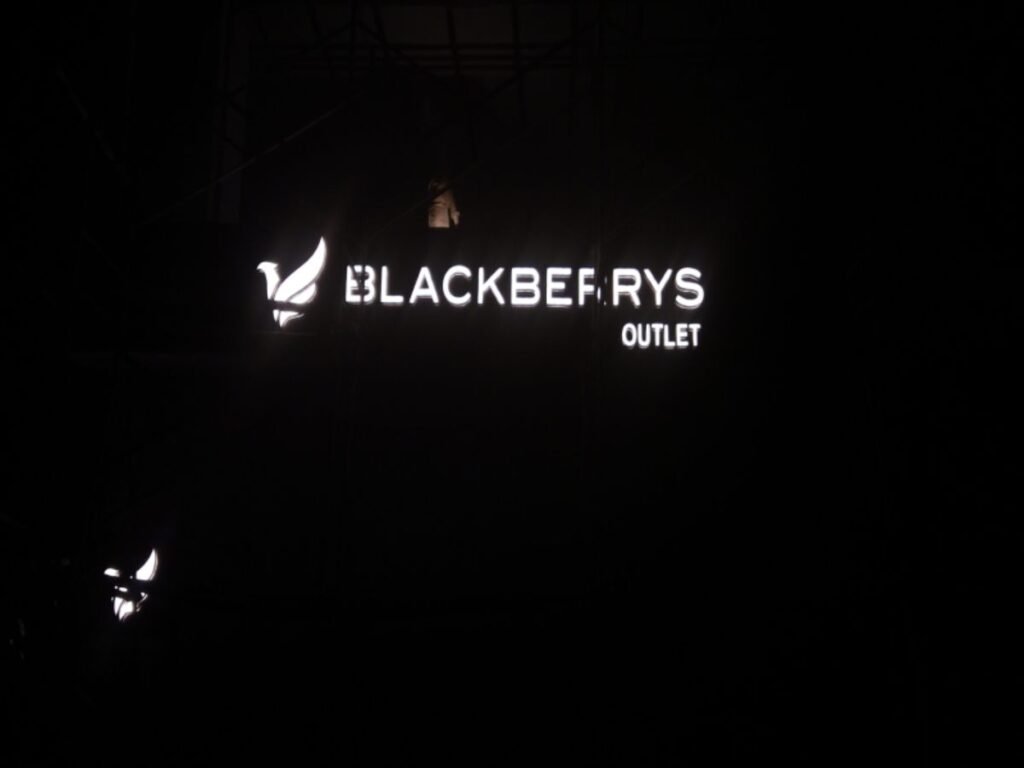 LED storefront branding and illuminated retail signage by Sina Interior & Signage in Hyderabad for fashion stores and shopping outlets.