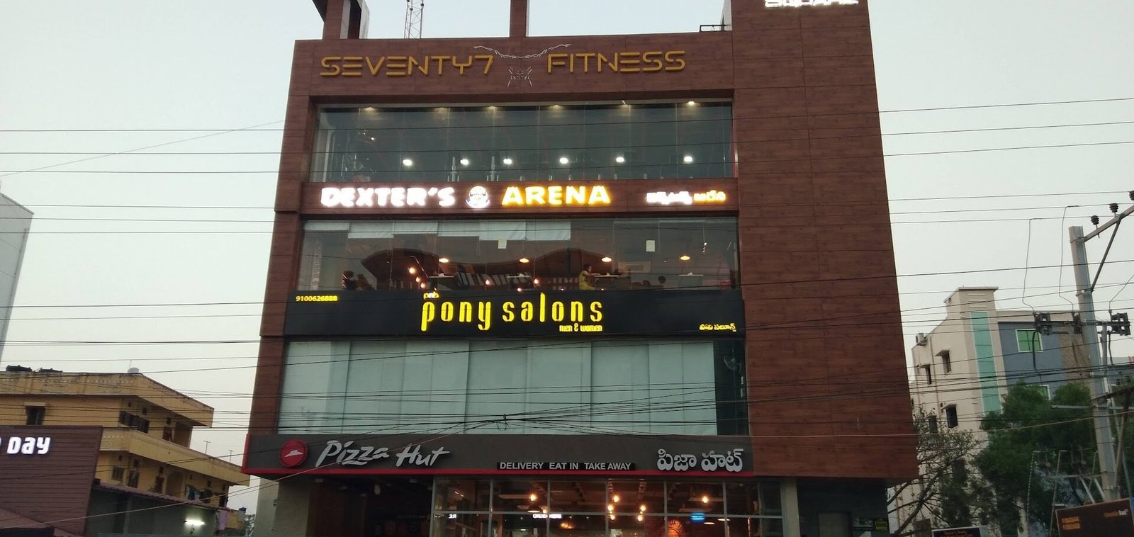 Commercial LED sign board and facade branding for retail complex in Madhapur, Hyderabad